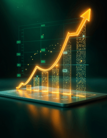 Digital chart showing gold growth
